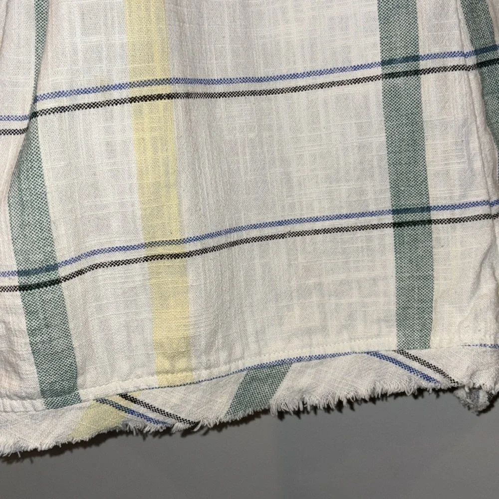 Urban Outfitters Plaid Tie Front Cotton Romper Size Medium White/Green/Yellow - Picture 5 of 12